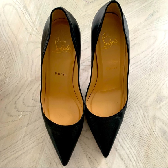 Christian Loubotutin Apostrophy Leather Pointed Red Sole Pump size 37 Black - Picture 6 of 10